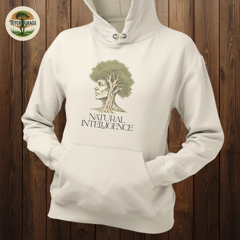 TutchGrass Natural Intelligence‎ Brain Tree Graphic Hoodie Beige Anti-Ai Unisex